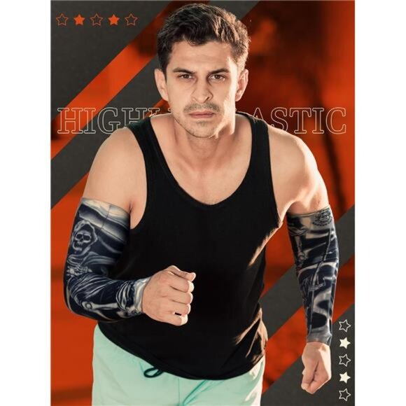 20 Pcs Men's Cooling Arm Sleeves Long Fingerless Arm Cover Anti Slip - Picture 5 of 7